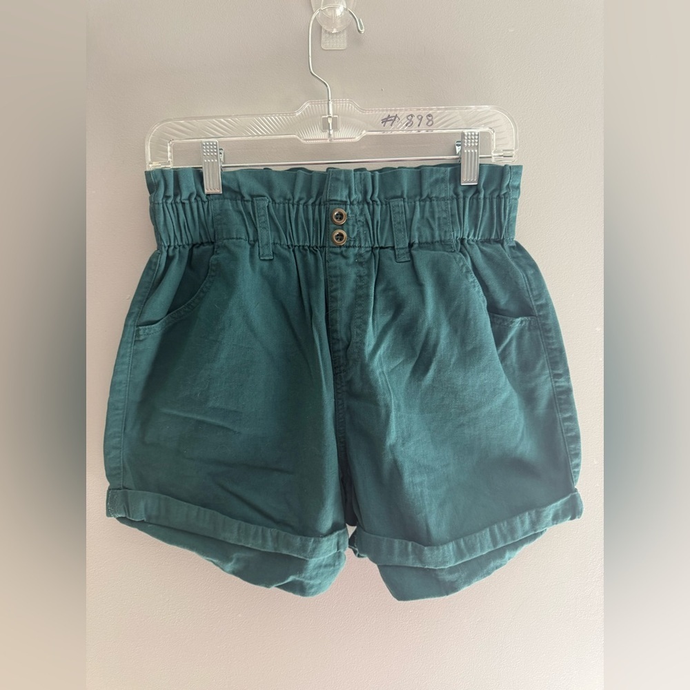 Wild Fable Womens Teal High Rise Elastic Waist Pull On Canvas Shorts SZ S Casual